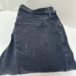 Abercrombie & Fitch Curve Love 90s Straight Ultra Hi-Rise Black Jeans 34/18short